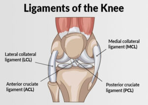 vector drawing of the ligaments of the knee acl mcl